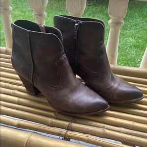 Frye Brown Ankle Boots with Western Design